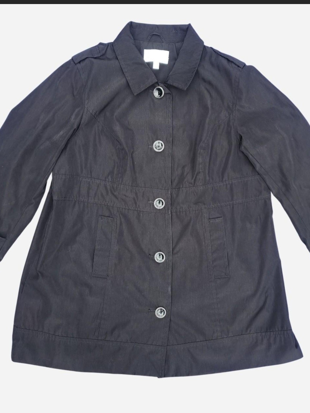 Relativity Black Button-Front Trench Coat - Size XXL or 2X
